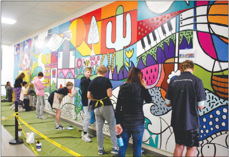 Kewaskum Middle School Unveiling Mural on April 17