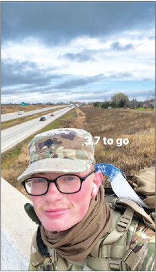 U.W.O. F.D.L. Student-Soldier  Marches 14 Miles to Campus in  Honor of Veterans Day